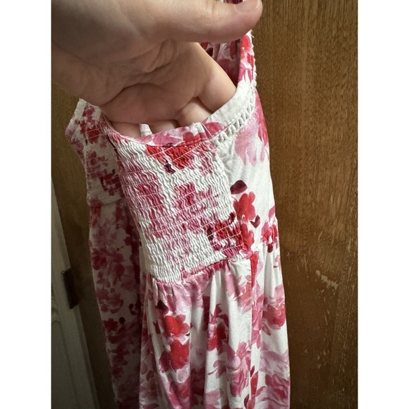 TORRID Babydoll Challis Smocked Cami White Pink Floral Print Flare Plus 2X Soft - Picture 6 of 8